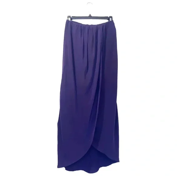 Olivaceous 100% silk layered plum maxi skirt - Picture 3 of 16